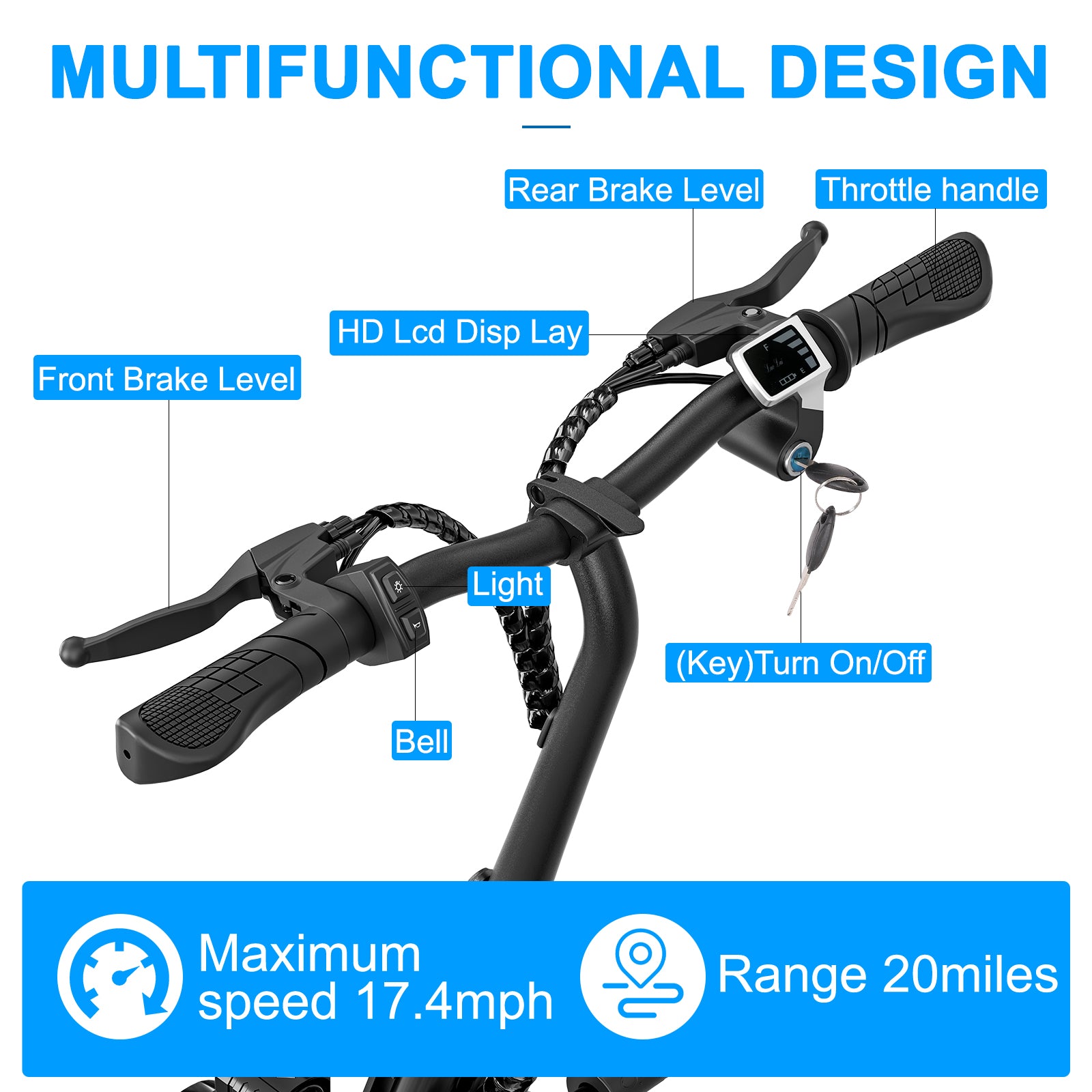 Eilleo US-11 Electric Bike HD LCD Display Key Control